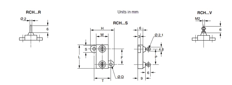 Mechanical Drawing - Vishay / Sfernice RCH Power Resistors